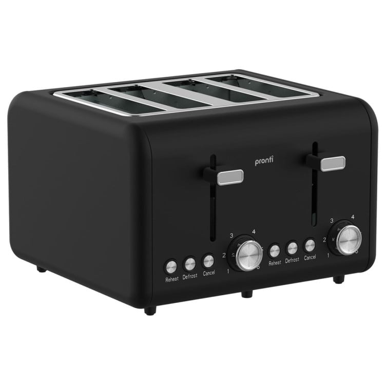Pronti Silver Noir Collection 4 Slice Toaster with Dual Controls image 3