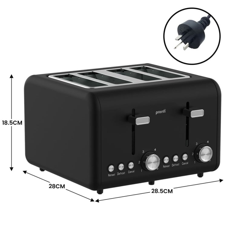 Pronti Silver Noir Collection 4 Slice Toaster with Dual Controls image 5