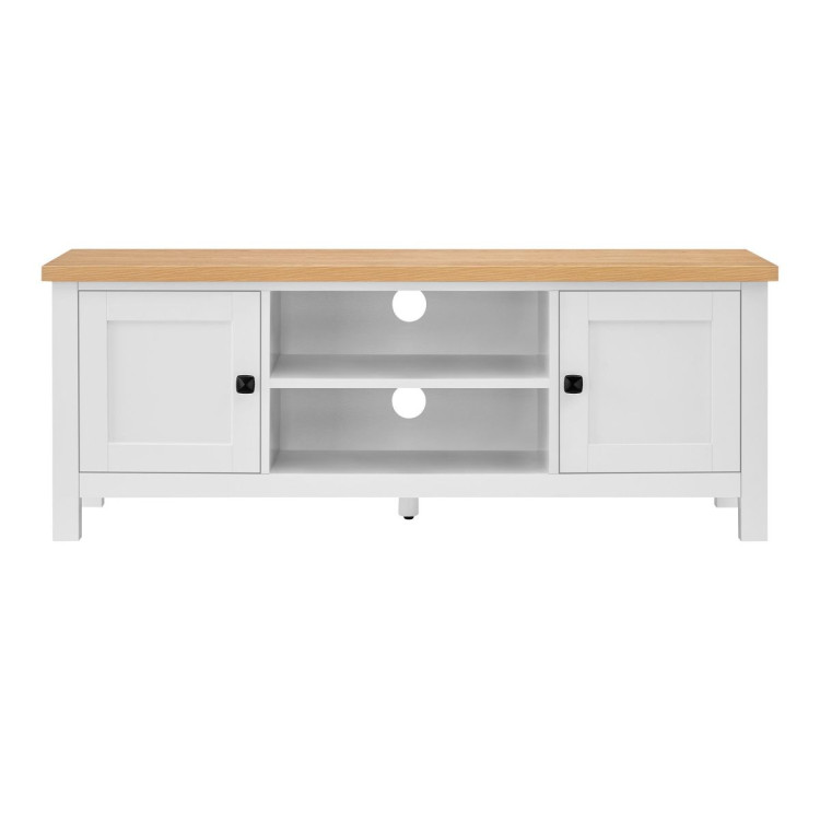 Sarantino Gio TV Stand - White/Natural image 3