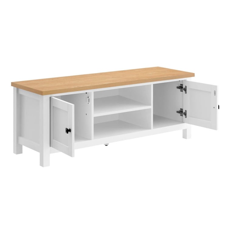 Sarantino Gio TV Stand - White/Natural image 5
