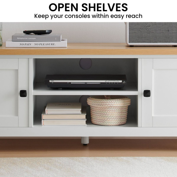 Sarantino Gio TV Stand - White/Natural image 9