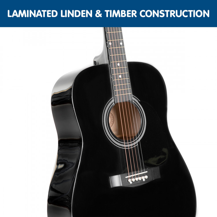 Karrera 41in Acoustic Wooden Guitar with Bag - Black image 4