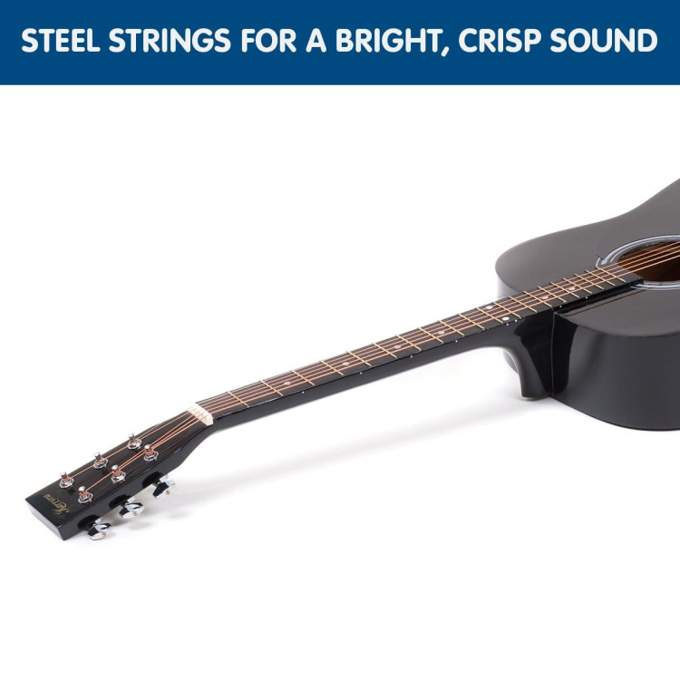 Karrera 41in Acoustic Wooden Guitar with Bag - Black image 4