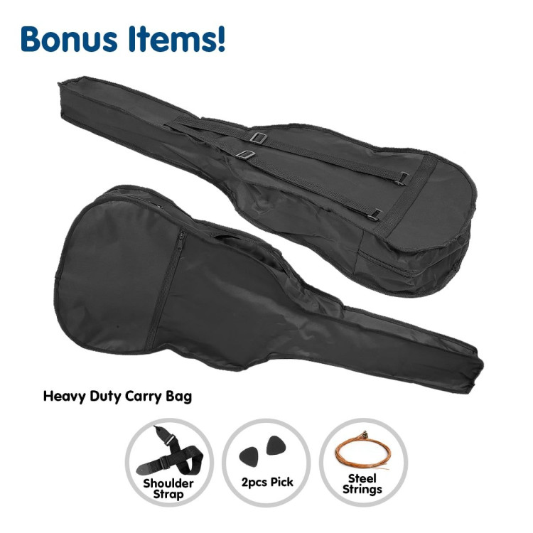 Karrera 41in Acoustic Wooden Guitar with Bag - Black image 5