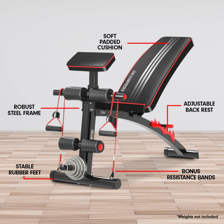 Powertrain Adjustable Incline Decline Flat Home Gym Bench - 208 image 9
