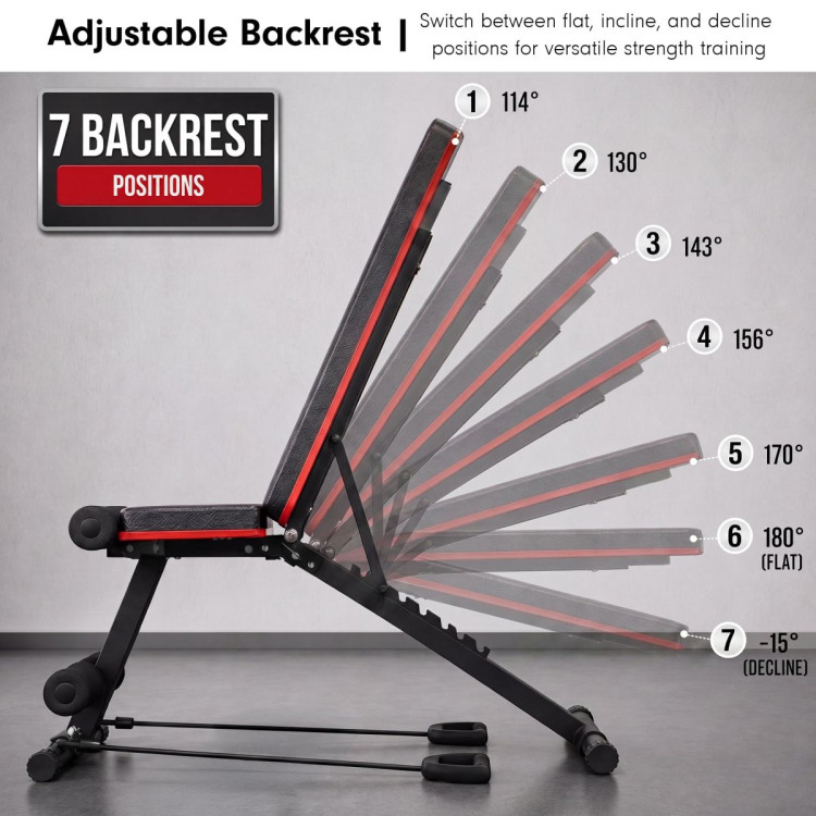 Powertrain Adjustable Weight Bench w/ Incline Decline and 7 Backrest Positions image 6