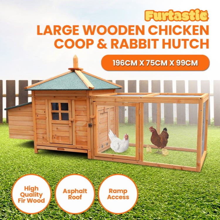 Furtastic Large Wooden Chicken Coop Rabbit Hutch Nesting Box Fir Wood image 11