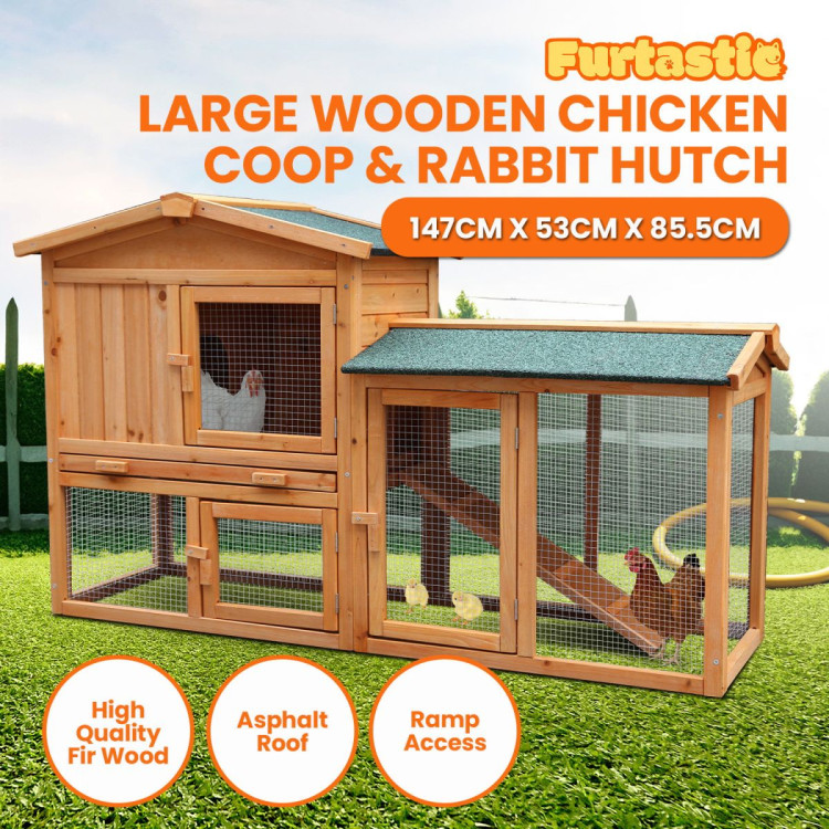 Furtastic Large Wooden Chicken Coop & Rabbit Hutch With Ramp image 3