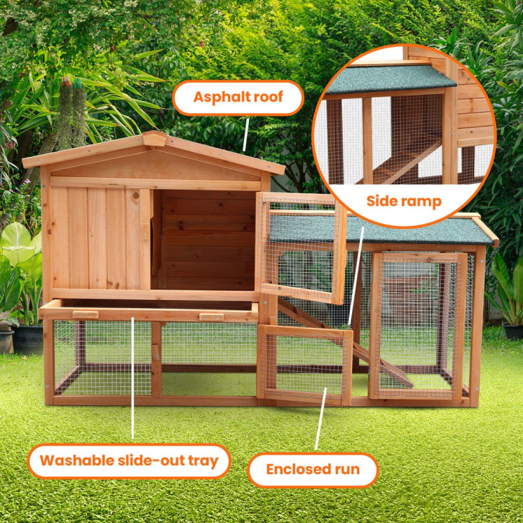 Furtastic Large Wooden Chicken Coop & Rabbit Hutch With Ramp image 7