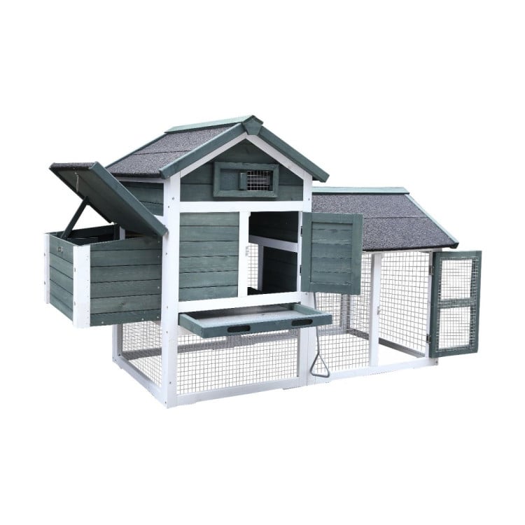 Furtastic Large Chicken Coop & Rabbit Hutch With Ramp - Green image 5