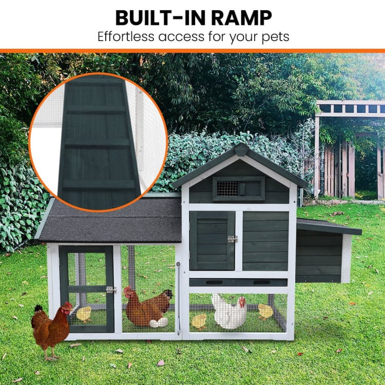 Furtastic Large Chicken Coop & Rabbit Hutch With Ramp - Green image 7