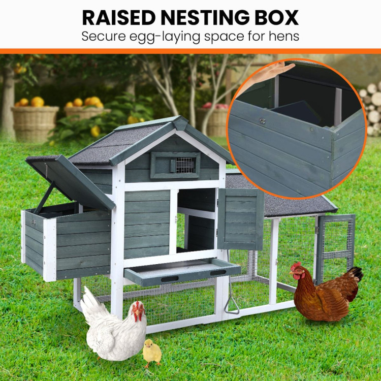 Furtastic Large Chicken Coop & Rabbit Hutch With Ramp - Green image 9
