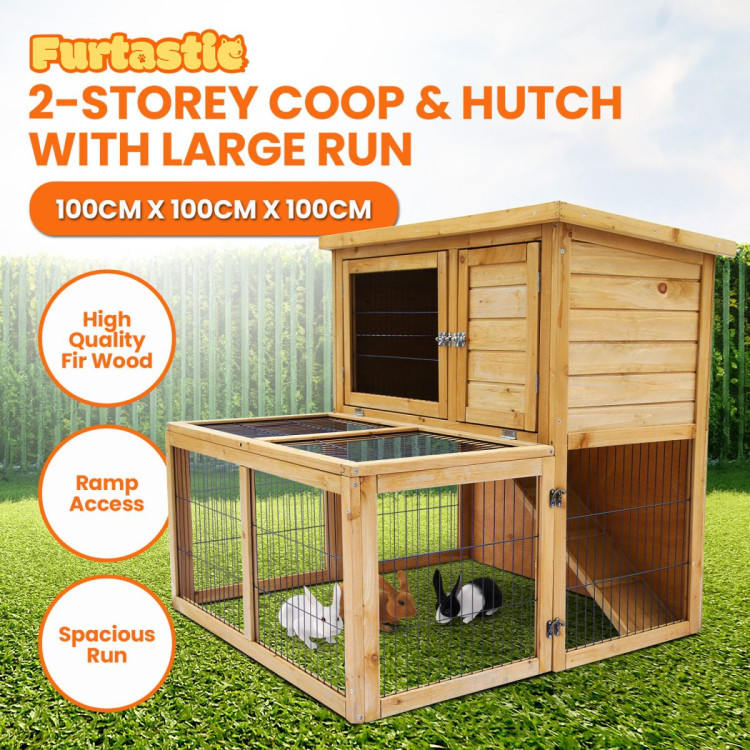 Furtastic 2-Storey Chicken Coop & Rabbit Hutch With Large Run image 3