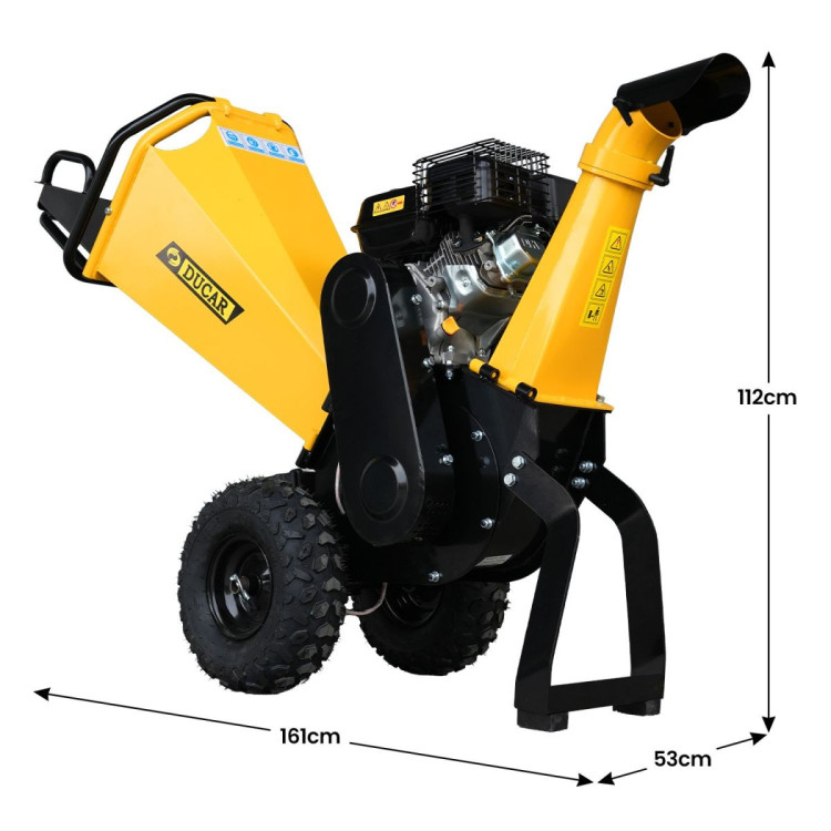 Ducar 70P 3600 RPM Wood Chipper with E-Start Shredder Mulcher Grinder Yellow Black image 3