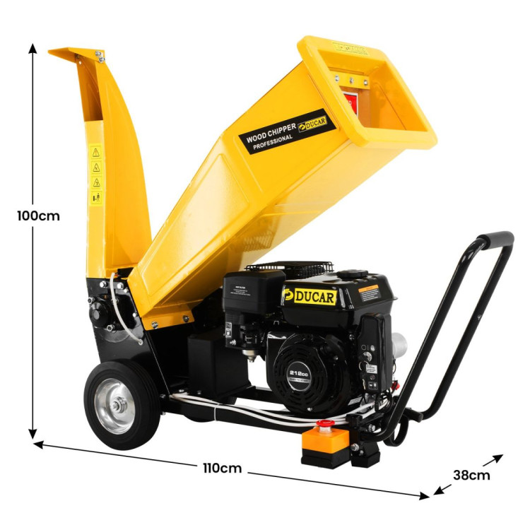 Ducar D70 7HP Wood Chipper Shredder Mulcher Grinder Petrol and Electric Start in Yellow image 4