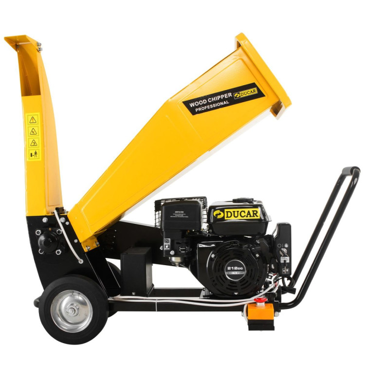 Ducar D70 7HP Wood Chipper Shredder Mulcher Grinder Petrol and Electric Start in Yellow image 5