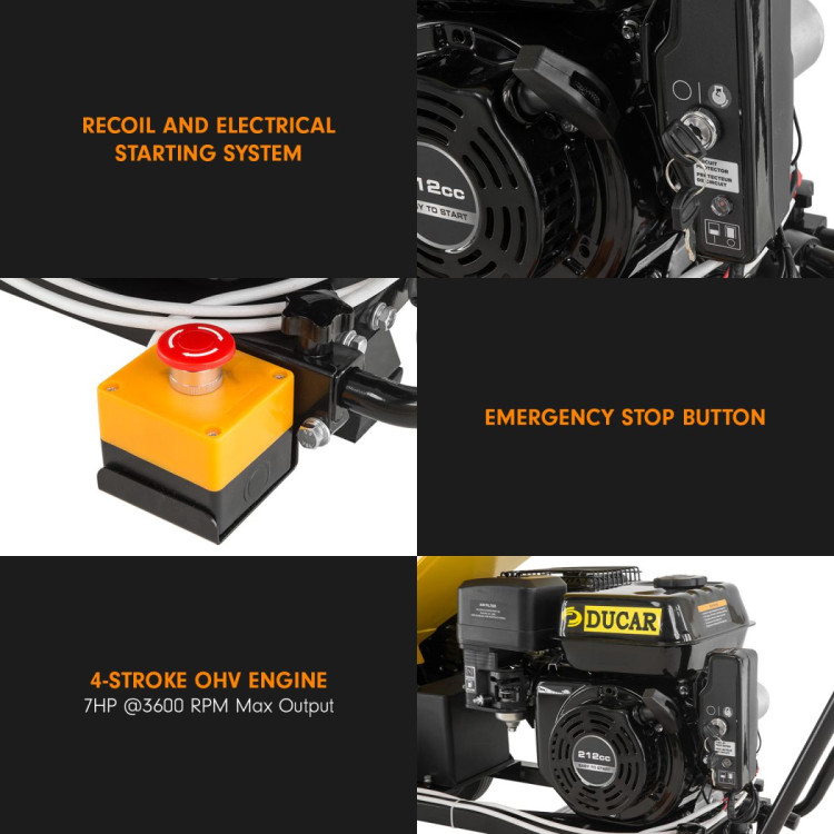 Ducar D70 7HP Wood Chipper Shredder Mulcher Grinder Petrol and Electric Start in Yellow image 8