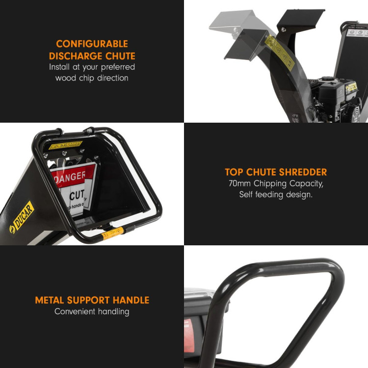 Ducar K70 7HP Wood Chipper Shredder Mulcher Grinder in Black image 8