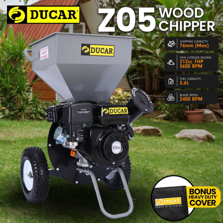 Ducar 7HP Wood Chipper Shredder Mulcher Petrol Silver Black image 15