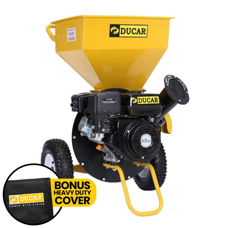 Ducar 7HP Wood Chipper Shredder Mulcher Grinder Petrol Yellow Black