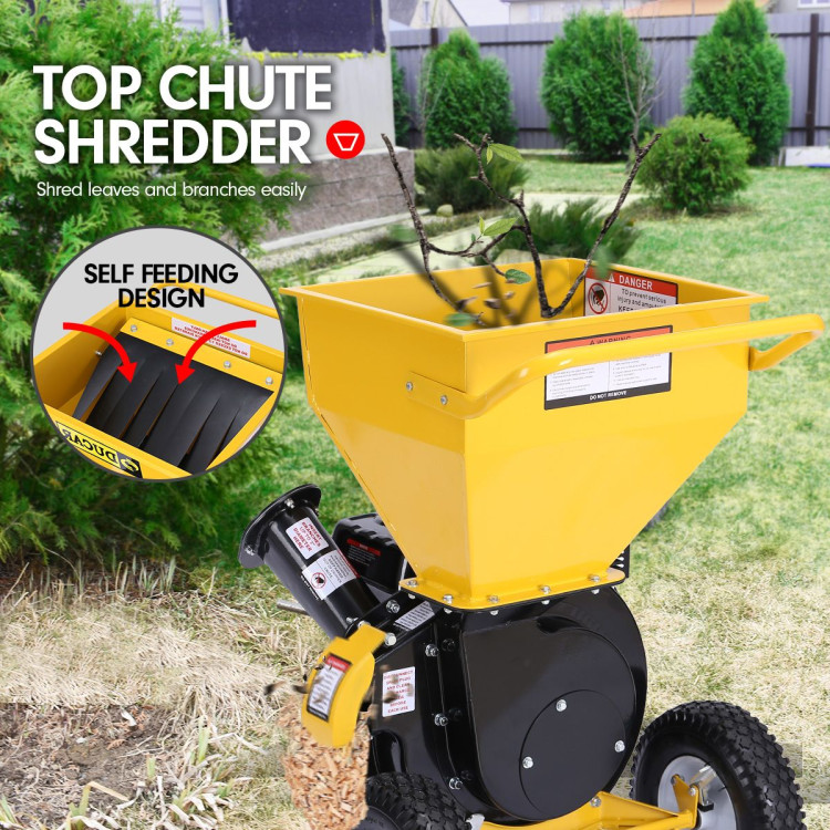 Ducar 7HP Wood Chipper Shredder Mulcher Grinder Petrol Yellow Black image 3