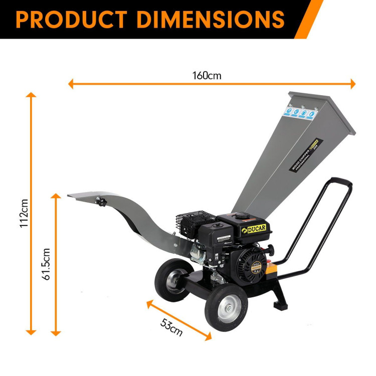 Ducar 7HP Wood Chipper Shredder Mulcher Grinder Petrol Silver image 4