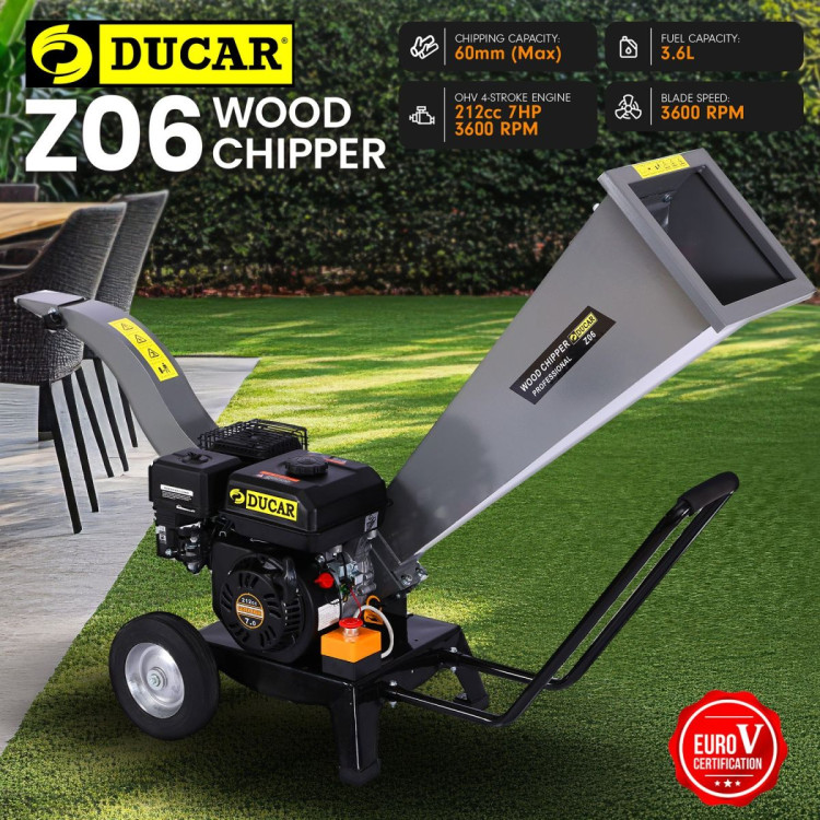 Ducar 7HP Wood Chipper Shredder Mulcher Grinder Petrol Silver image 14