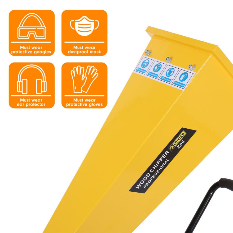 Ducar 7HP Wood Chipper Shredder Mulcher Grinder Petrol Yellow image 8