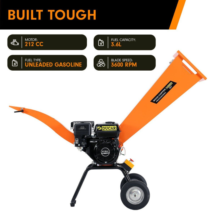Ducar 7HP Wood Chipper Shredder Mulcher Grinder Petrol Orange image 8