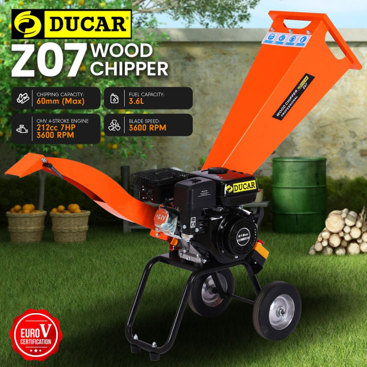 Ducar 7HP Wood Chipper Shredder Mulcher Grinder Petrol Orange image 14