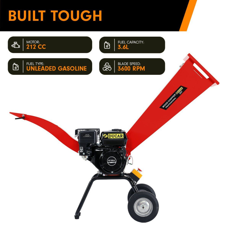 Ducar 7HP Wood Chipper Shredder Mulcher Grinder Petrol Red image 8