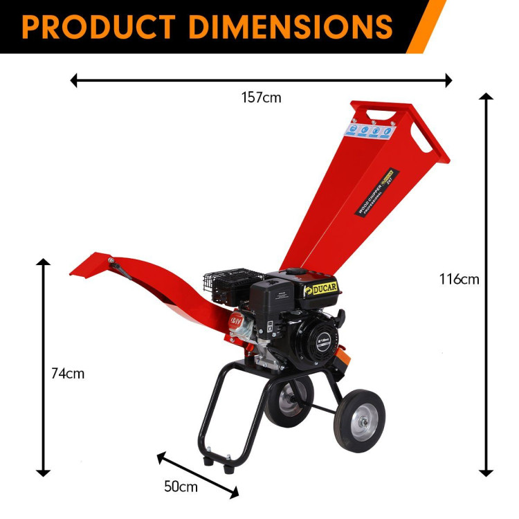 Ducar 7HP Wood Chipper Shredder Mulcher Grinder Petrol Red image 4