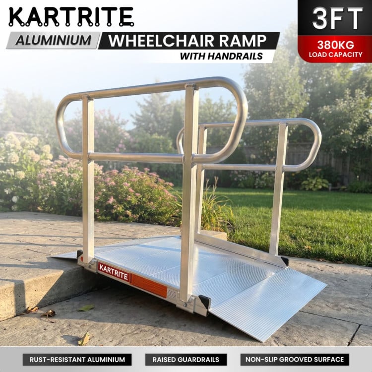 Kartrite 3ft Aluminium Wheelchair Ramp w/ Handrails 380kg Capacity 93.5cm Width image 13