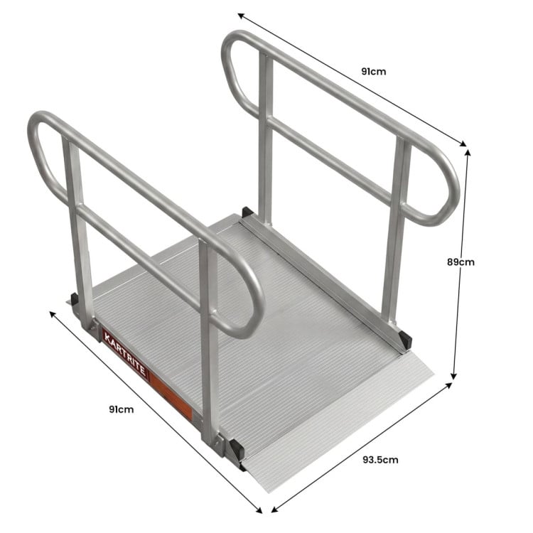 Kartrite 3ft Aluminium Wheelchair Ramp w/ Handrails 380kg Capacity 93.5cm Width image 3