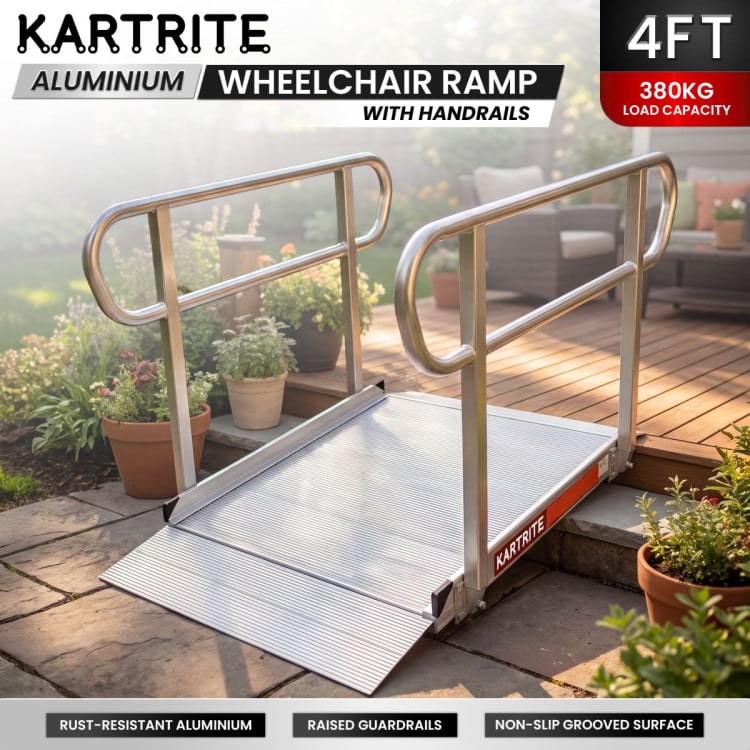 Kartrite 4ft Aluminium Wheelchair Ramp w/ Handrails 380kg Capacity 93.5cm Width image 13