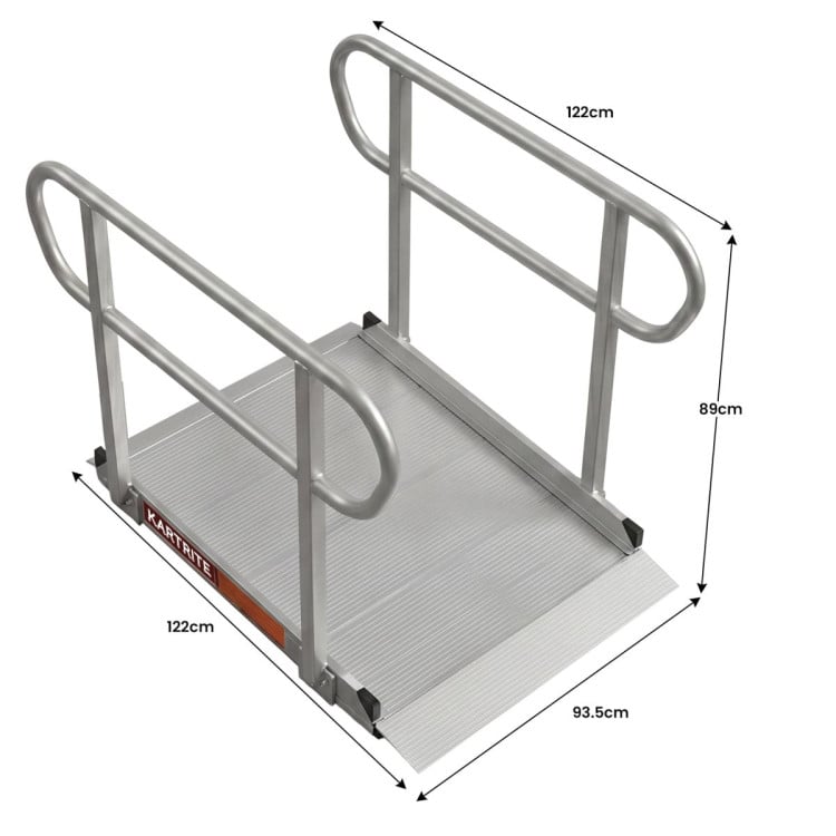 Kartrite 4ft Aluminium Wheelchair Ramp w/ Handrails 380kg Capacity 93.5cm Width image 3