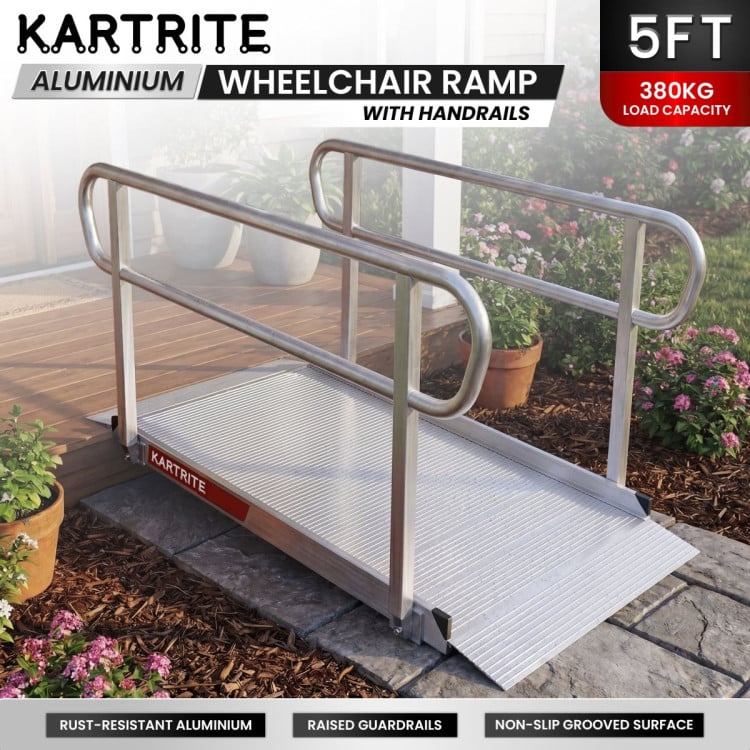 Kartrite 5ft Aluminium Wheelchair Ramp w/ Handrails 380kg Capacity 93.5cm Width image 13