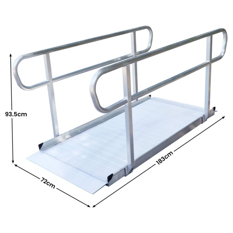 Kartrite 6ft Aluminium Wheelchair Ramp with Handrails 386kg Capacity 72cm Width image 5