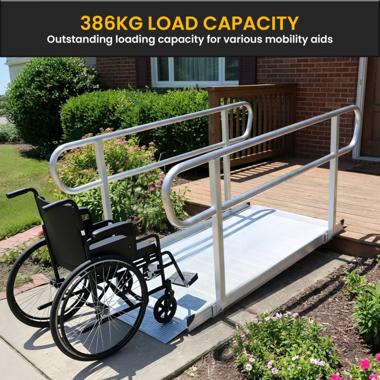Kartrite 6ft Aluminium Wheelchair Ramp with Handrails 386kg Capacity 72cm Width image 8