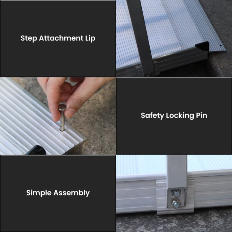 Kartrite 6ft Portable Aluminium Mobility Threshold Access Wheelchair Ramp w/ Handrails image 10