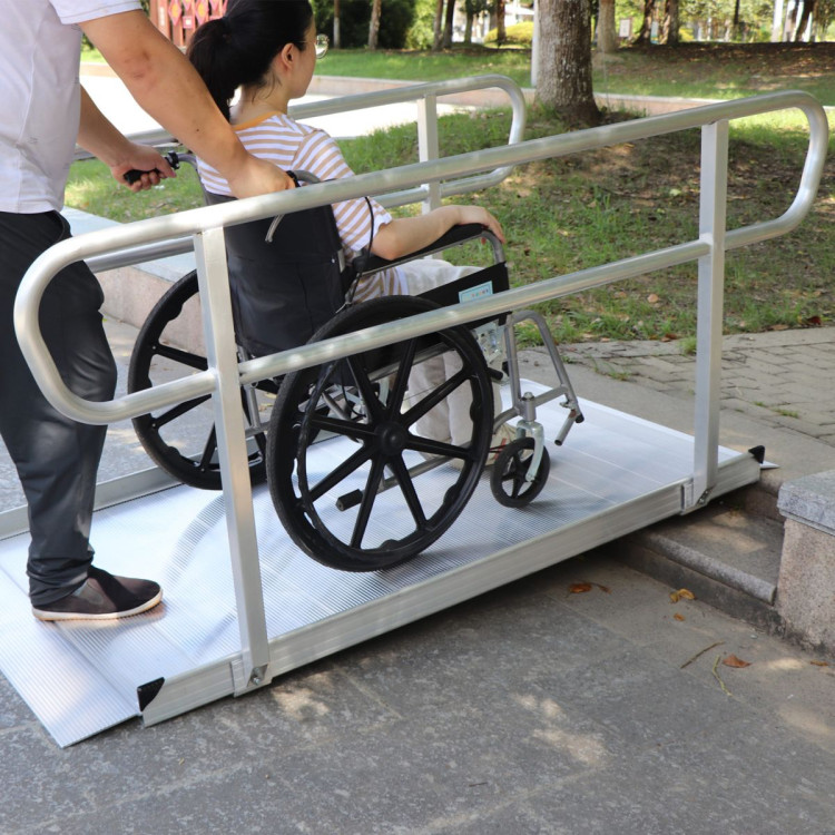 Kartrite 6ft Portable Aluminium Mobility Threshold Access Wheelchair Ramp w/ Handrails image 11