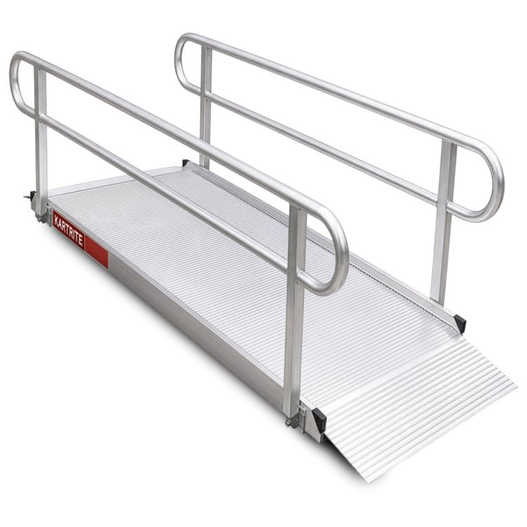 Kartrite 8ft Aluminium Wheelchair Ramp with Handrails 380kg Heavy Duty Non-Slip Mobility Scooter Ramp 93cm Wide