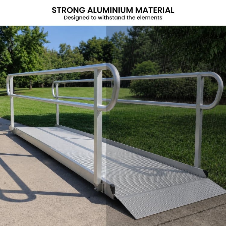 Kartrite 8ft Aluminium Wheelchair Ramp with Handrails 380kg Heavy Duty Non-Slip Mobility Scooter Ramp 93cm Wide image 11