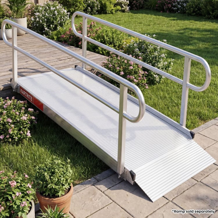 Kartrite Aluminium Safety Handrails for 8ft Wheelchair Ramp Rustproof Support Side Rails for Mobility Scooter Walker image 9