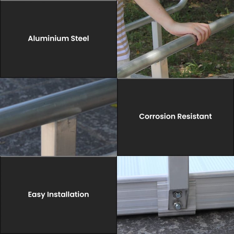 Kartrite Aluminium Safety Handrails for 6ft Wheelchair Ramp - Rust Free Outdoor Support Side Rails for Mobility image 8