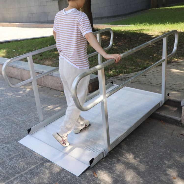 Kartrite Aluminium Safety Handrails for 6ft Wheelchair Ramp - Rust Free Outdoor Support Side Rails for Mobility image 9