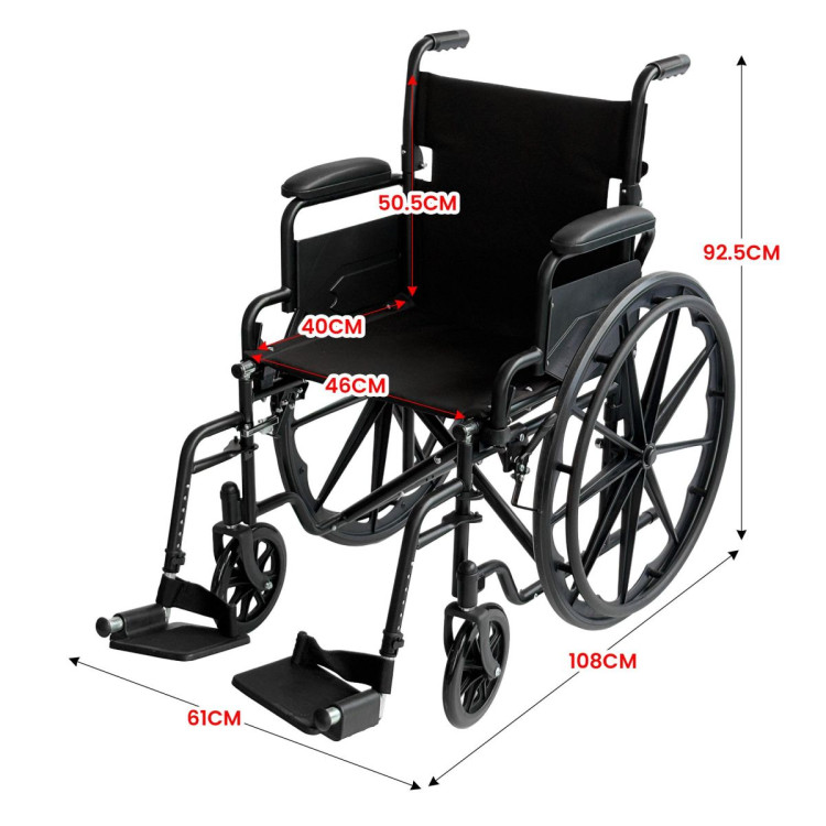 Orthonica 24in Foldable Steel Wheelchair - Black image 4