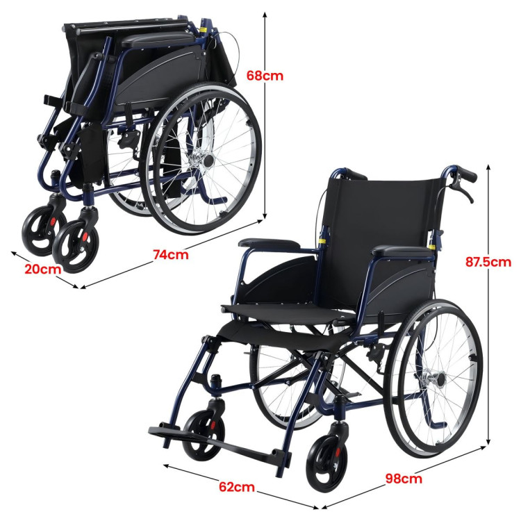 Orthonica 20In Self Propelled Foldable Steel Wheelchair Lightweight & Portable image 3