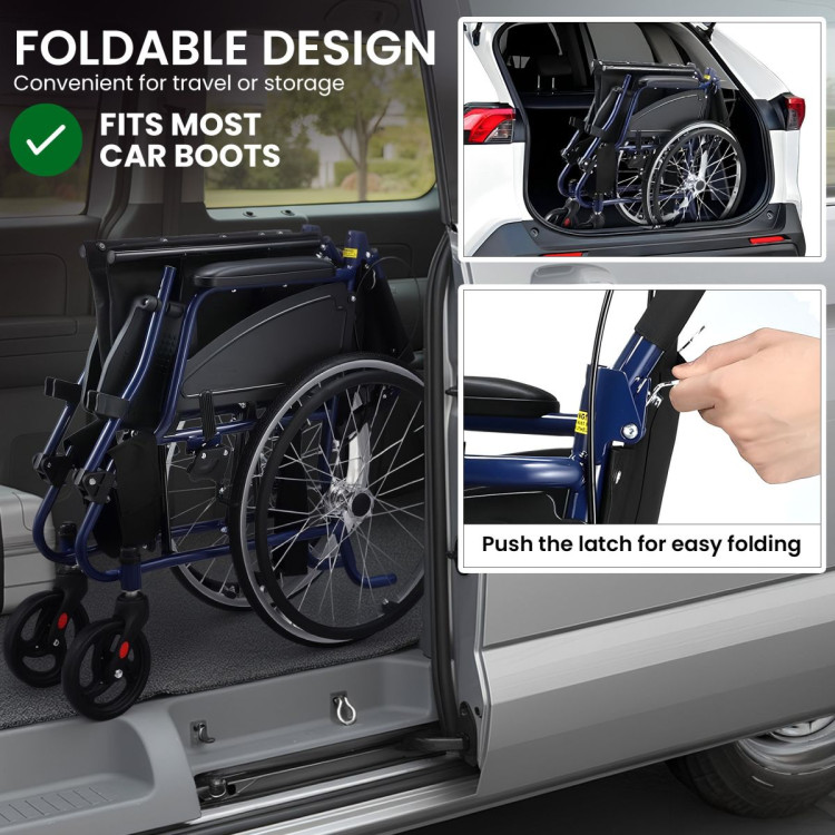 Orthonica 20In Self Propelled Foldable Steel Wheelchair Lightweight & Portable image 7