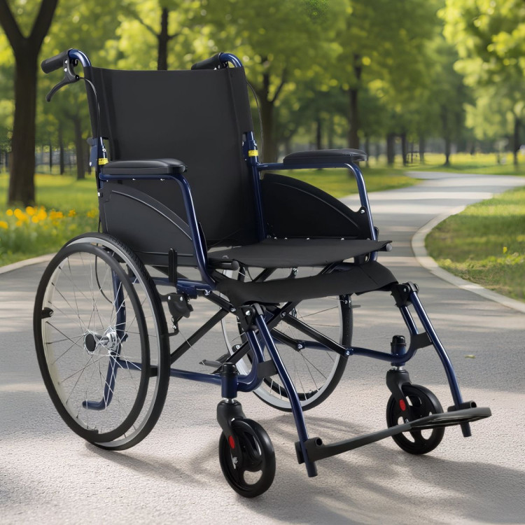 Orthonica 20In Self Propelled Foldable Steel Wheelchair Lightweight & Portable image 12